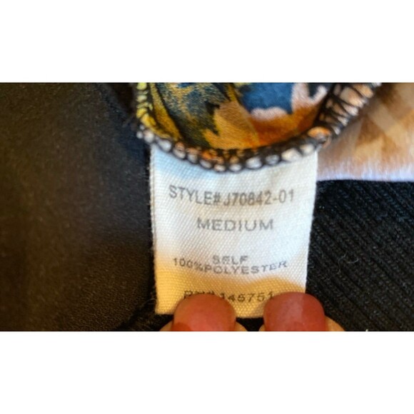 Fab’rik Bomber Jacket Size Medium Bison Head Floral Full Zip Front Lightweight - Picture 9 of 11